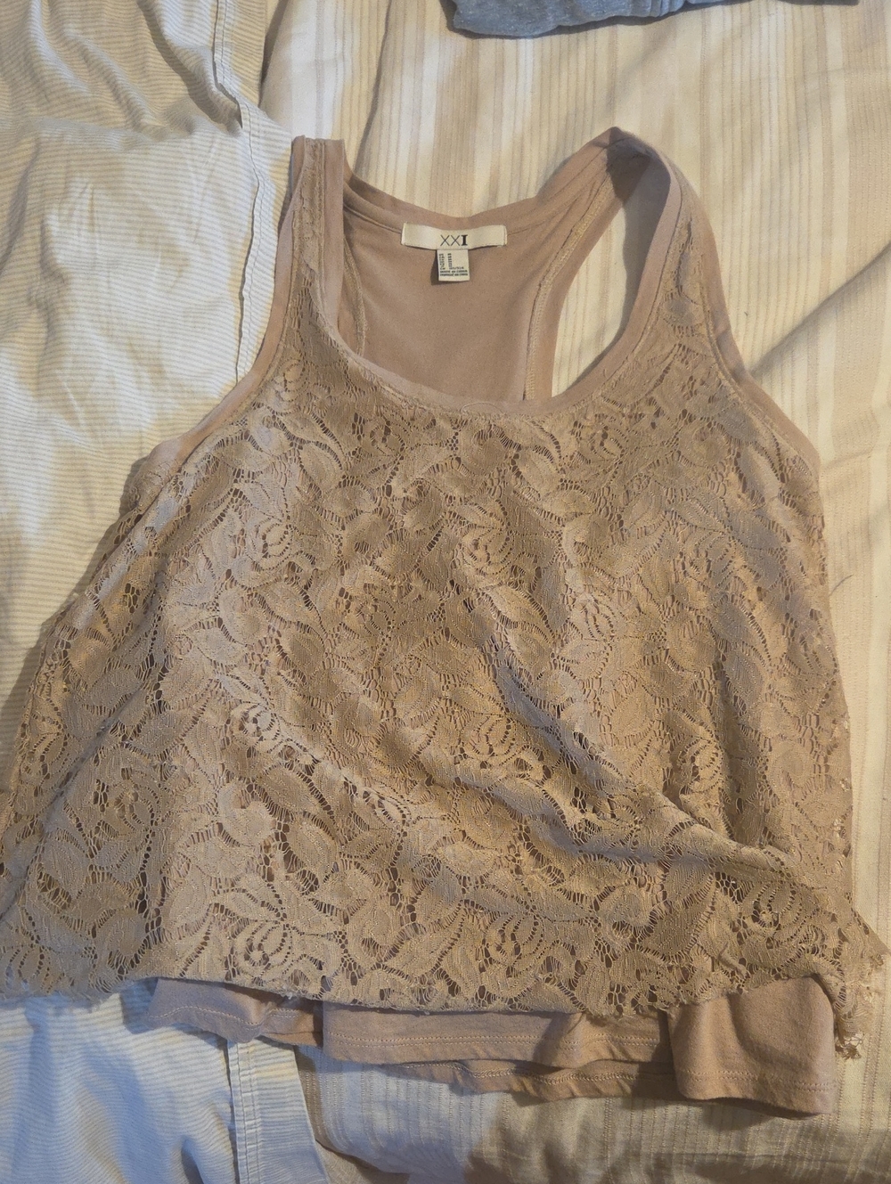 Forever 21 Beige Lace Racerback Camisole